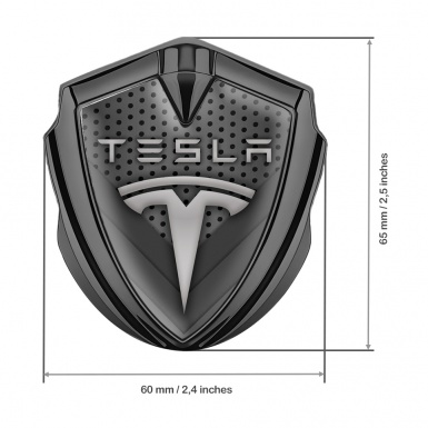 Tesla 3D Car Metal Emblem Graphite Dark Mesh V Shapes Edition