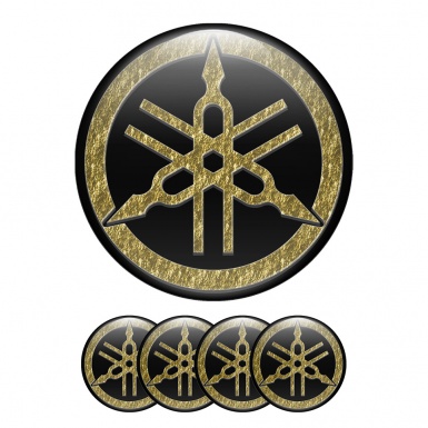 Yamaha Domed Stickers Wheel Center Cap Golden Stone Effect