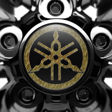 Yamaha Domed Stickers Wheel Center Cap Golden Stone Effect