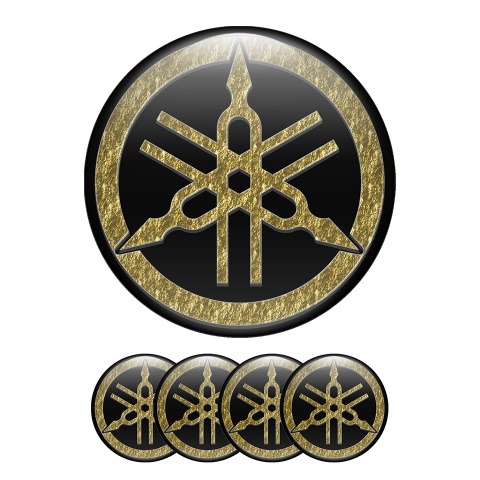 Yamaha Domed Stickers Wheel Center Cap Golden Stone Effect