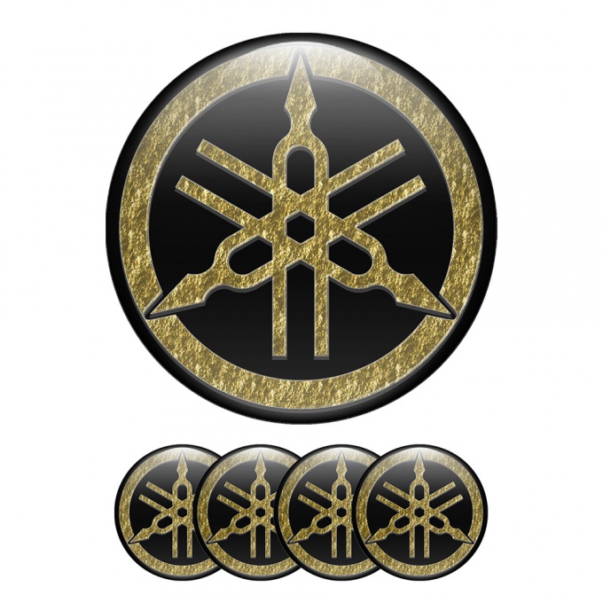 Yamaha Domed Stickers Wheel Center Cap Golden Stone Effect