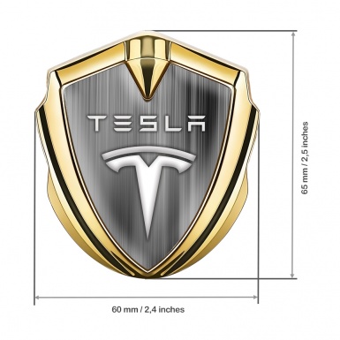 Tesla Fender Metal Emblem Gold Grey Spectrum Clean Design