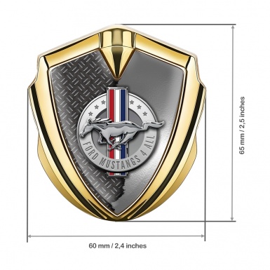 Ford Mustang 3D Car Metal Emblem Gold Metal Cage Chrome Effect