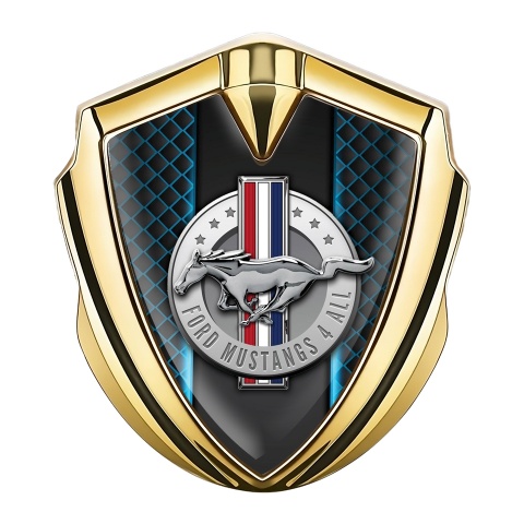 Ford Mustang Fender Emblem Badge Gold Blue Deck Chromed Logo