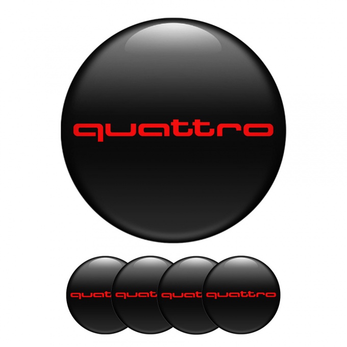 Audi Domed Stickers Wheel Center Cap Red Logo