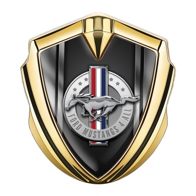 Ford Mustang Trunk Emblem Gold Metallic Effect Sides Design