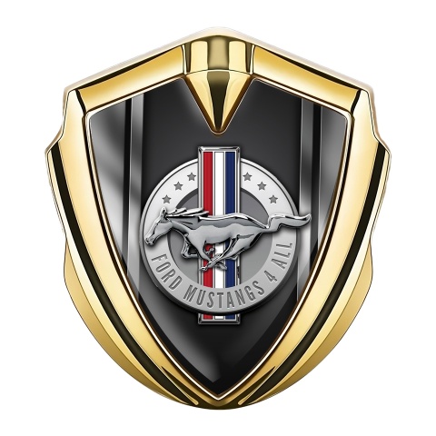 Ford Mustang Trunk Emblem Gold Metallic Effect Sides Design