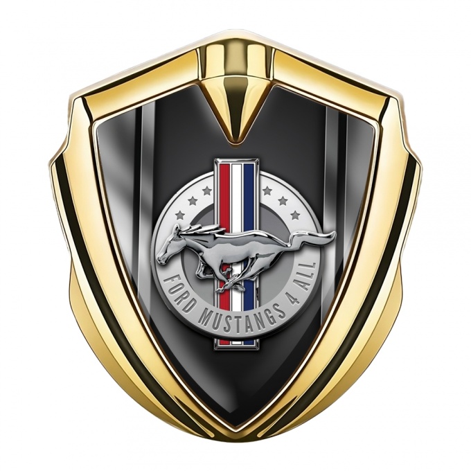 Ford Mustang Trunk Emblem Gold Metallic Effect Sides Design