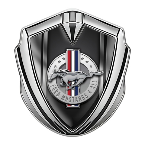 Ford Mustang Trunk Emblem Silver Metallic Effect Sides Design