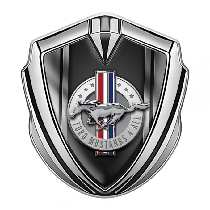 Ford Mustang Trunk Emblem Silver Metallic Effect Sides Design
