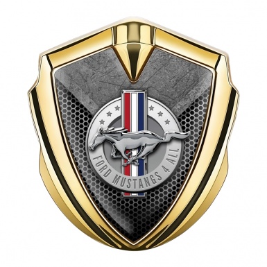 Ford Mustang Fender Emblem Gold Dark Hex Metallic Plate Design