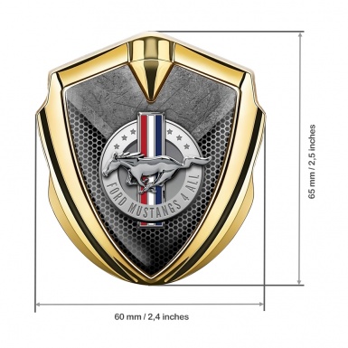 Ford Mustang Fender Emblem Gold Dark Hex Metallic Plate Design