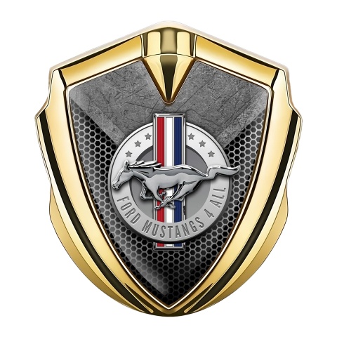 Ford Mustang Fender Emblem Gold Dark Hex Metallic Plate Design