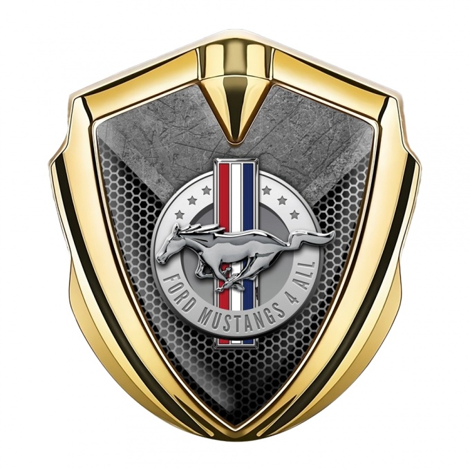 Ford Mustang Fender Emblem Gold Dark Hex Metallic Plate Design