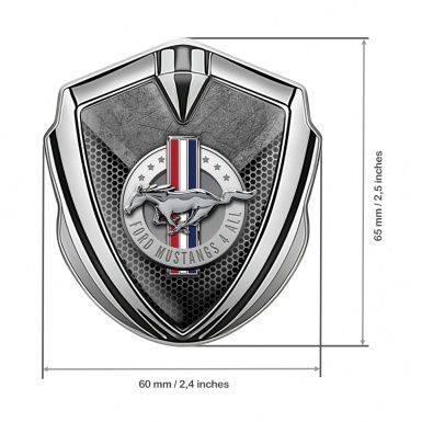 Ford Mustang Fender Emblem Silver Dark Hex Metallic Plate Design