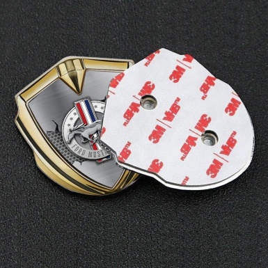 Ford Mustang 3D Car Metal Emblem Gold Dark Hex Cracked Design
