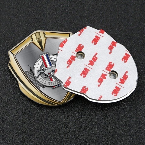 Ford Mustang 3D Car Metal Emblem Gold Dark Hex Cracked Design