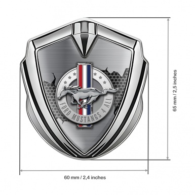 Ford Mustang 3D Car Metal Emblem Silver Dark Hex Cracked Design