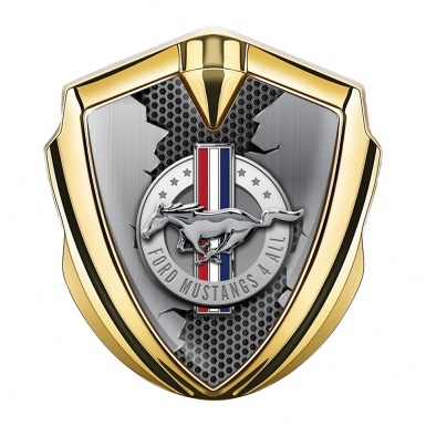 Ford Mustang Trunk Emblem Badge Gold Cracked Chrome Logo