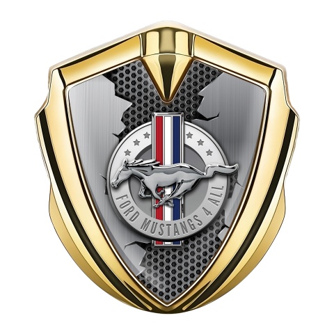 Ford Mustang Trunk Emblem Badge Gold Cracked Chrome Logo