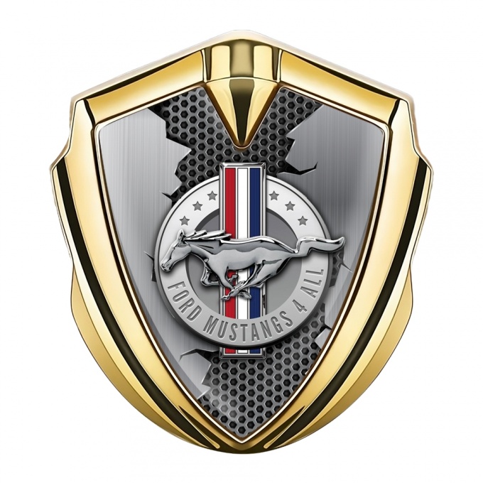 Ford Mustang Trunk Emblem Badge Gold Cracked Chrome Logo