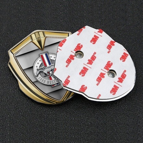 Ford Mustang Trunk Emblem Badge Gold Shutter Effect Chrome Logo
