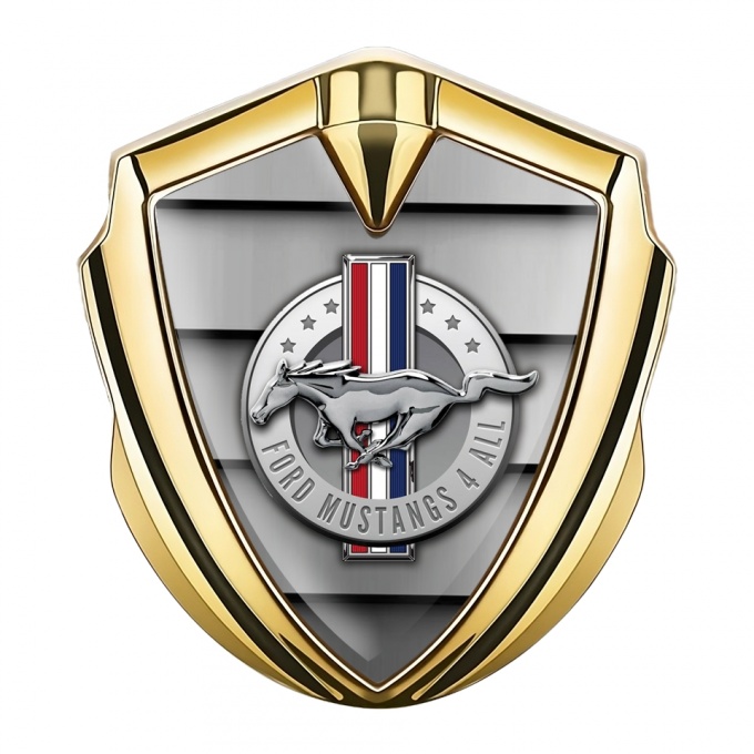 Ford Mustang Trunk Emblem Badge Gold Shutter Effect Chrome Logo