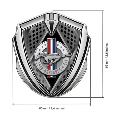 Ford Mustang Fender Emblem Silver Black Blades Style Chrome Logo
