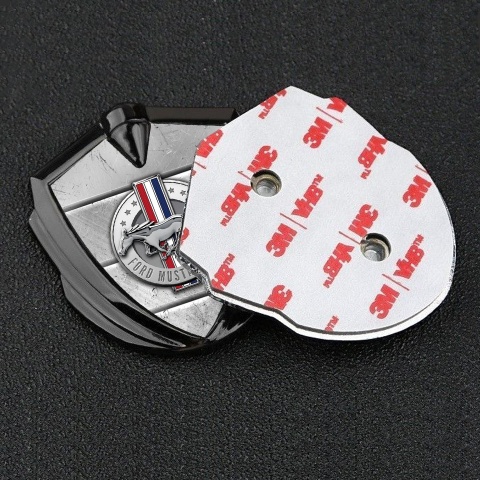 Ford Mustang Trunk Emblem Graphite Grey Slabs Chromed Logo