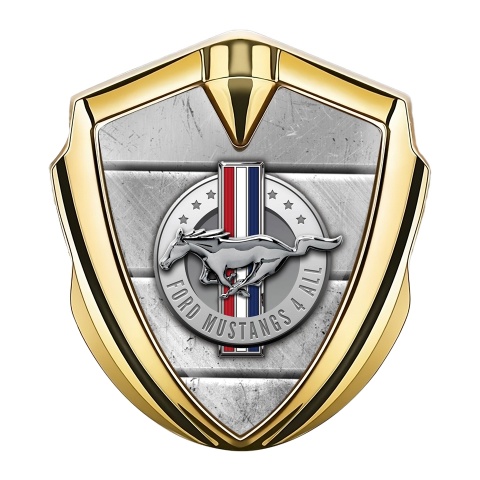 Ford Mustang Trunk Emblem Gold Grey Slabs Chromed Logo
