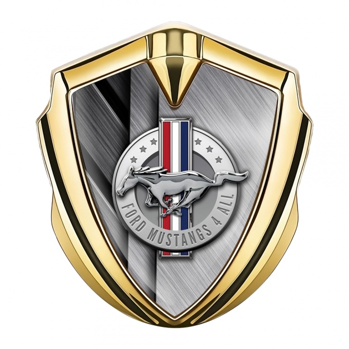 Ford Mustang Bodyside Emblem Gold Brushed Metal Effect Edition
