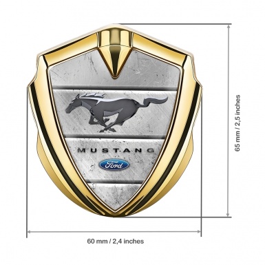 Ford Mustang Fender Emblem Badge Gold Stone Slabs Grey Logo