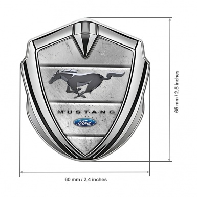 Ford Mustang Fender Emblem Badge Silver Stone Slabs Grey Logo