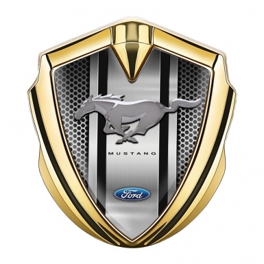 Ford Mustang 3D Car Metal Emblem Gold Sport Stripe Chromed Logo