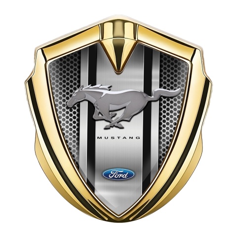 Ford Mustang 3D Car Metal Emblem Gold Sport Stripe Chromed Logo