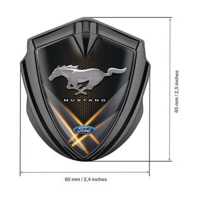 Ford Mustang Fender Metal Emblem Graphite Orange Style Hex Design
