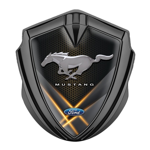 Ford Mustang Fender Metal Emblem Graphite Orange Style Hex Design
