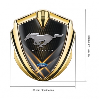 Ford Mustang Fender Metal Emblem Gold Orange Style Hex Design