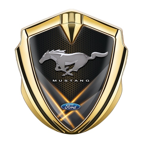 Ford Mustang Fender Metal Emblem Gold Orange Style Hex Design