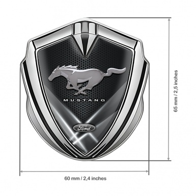Ford Mustang Trunk Emblem Badge Silver Grey Style Glowing Hex