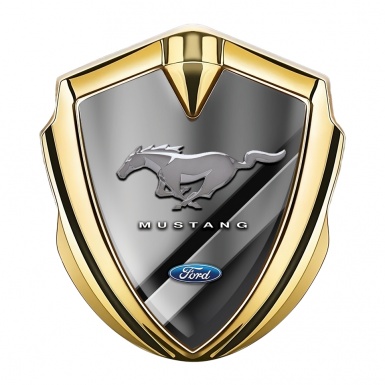 Ford Mustang 3D Car Metal Emblem Gold Black Base Chromed Effect
