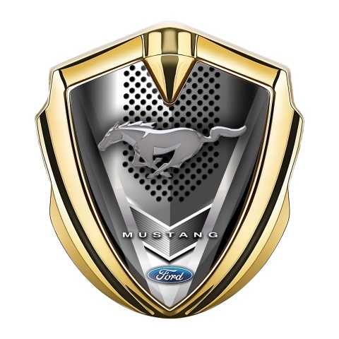 Ford Mustang Trunk Emblem Badge Gold Grille Bladed Design