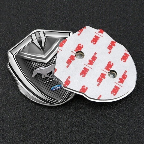 Ford Mustang Trunk Emblem Badge Silver Dark Grille Grey Cap Design