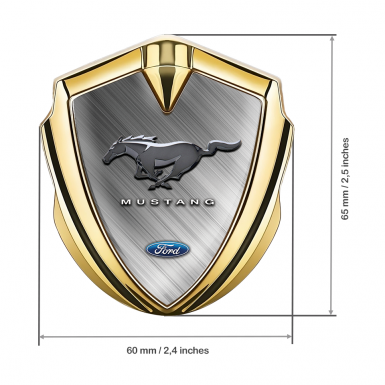 Ford Mustang Trunk Metal Emblem Gold Diagonal Lines 3D Logo