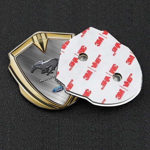 Ford Mustang Trunk Metal Emblem Gold Diagonal Lines 3D Logo