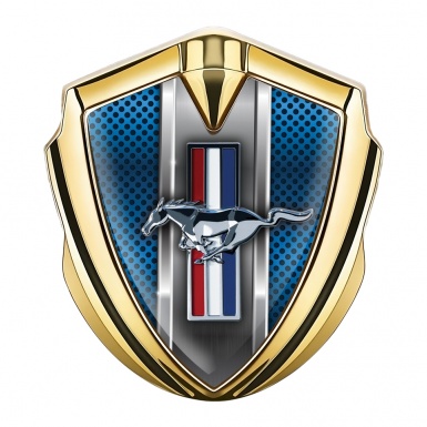 Ford Mustang Trunk Metal Emblem Gold Blue Mesh Color Edition