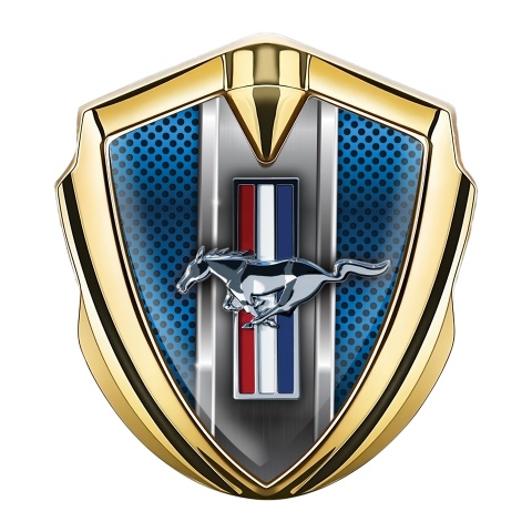 Ford Mustang Trunk Metal Emblem Gold Blue Mesh Color Edition
