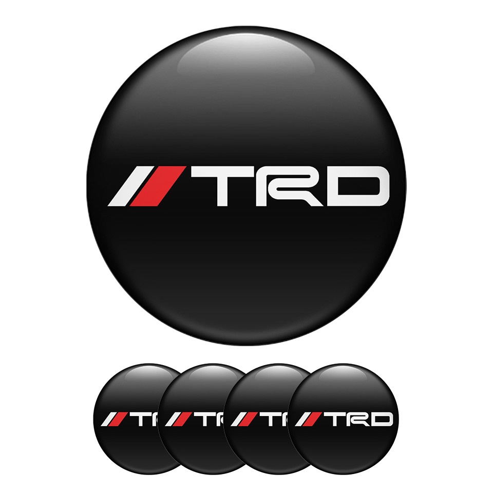 thumbnail image 2 of Auto Center 52mm TRD Logo Resin Wheel Center Caps – Sticker Decor, Set Of 4, Black & Red 2 of 3