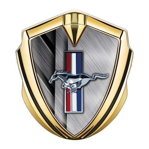 Ford Mustang Trunk Emblem Badge Gold Stylish Tricolor Logo Design