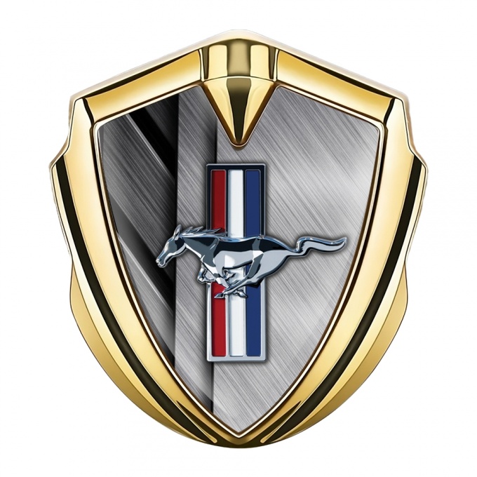Ford Mustang Trunk Emblem Badge Gold Stylish Tricolor Logo Design
